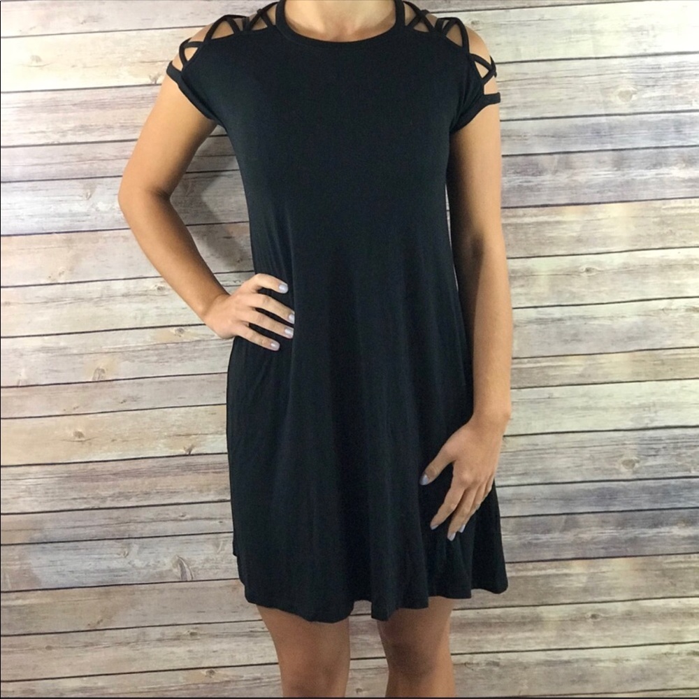 AE Soft & Sexy Strappy Shoulder Black Dress